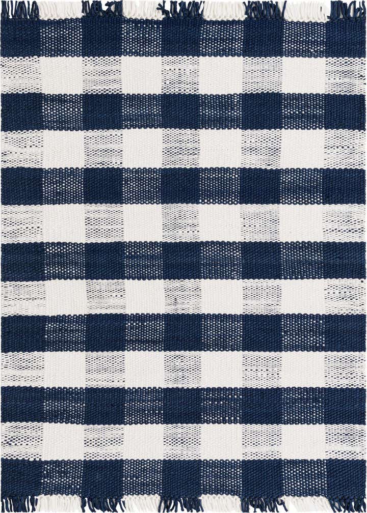 5' 3 x 8' Easy-Clean Eco Plaid Washable Indoor / Outdoor Rug