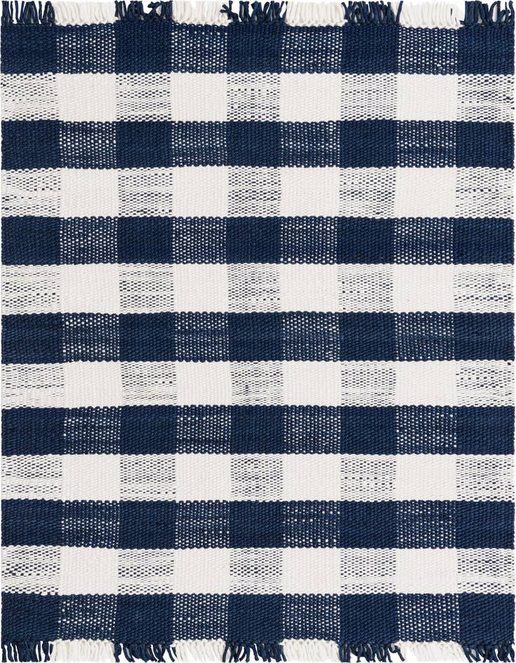 Detail image of 5' 3 x 8' Easy-Clean Eco Plaid Washable Indoor / Outdoor Rug