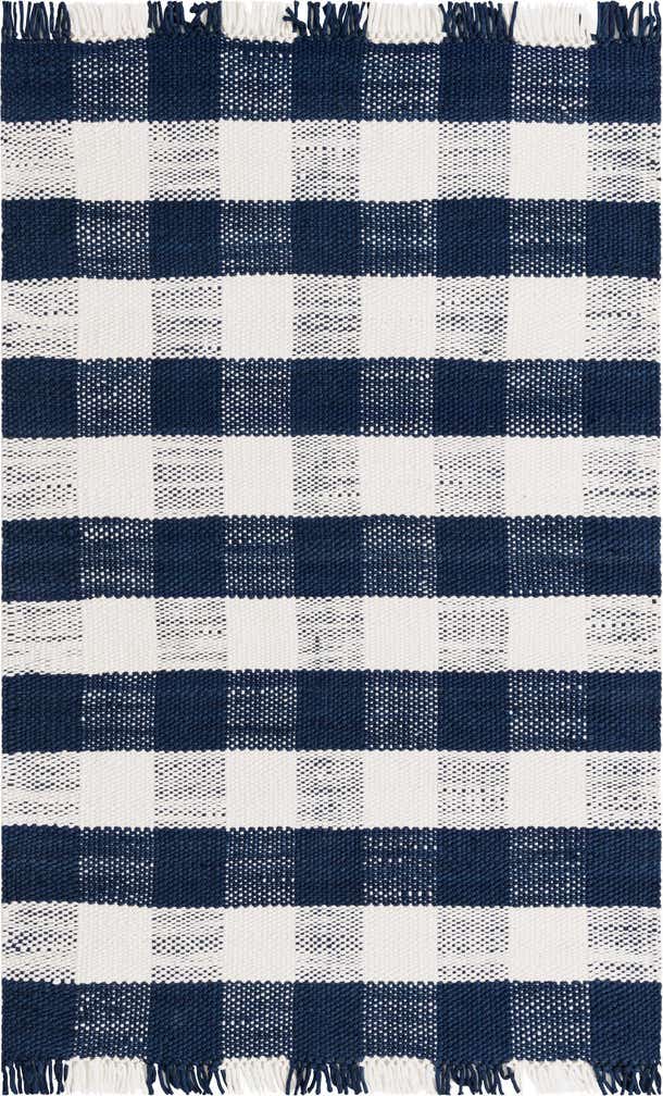 5' 3 x 8' Easy-Clean Eco Plaid Washable Indoor / Outdoor Rug