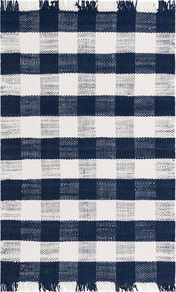 Detail image of 5' 3 x 8' Easy-Clean Eco Plaid Washable Indoor / Outdoor Rug