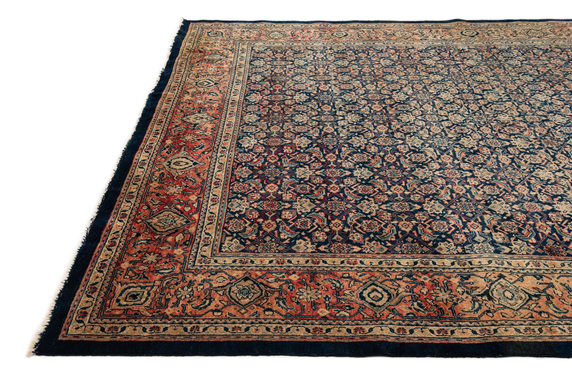 9' 9 x 16' 5 Hand Knotted Farahan Persian Wool Rug