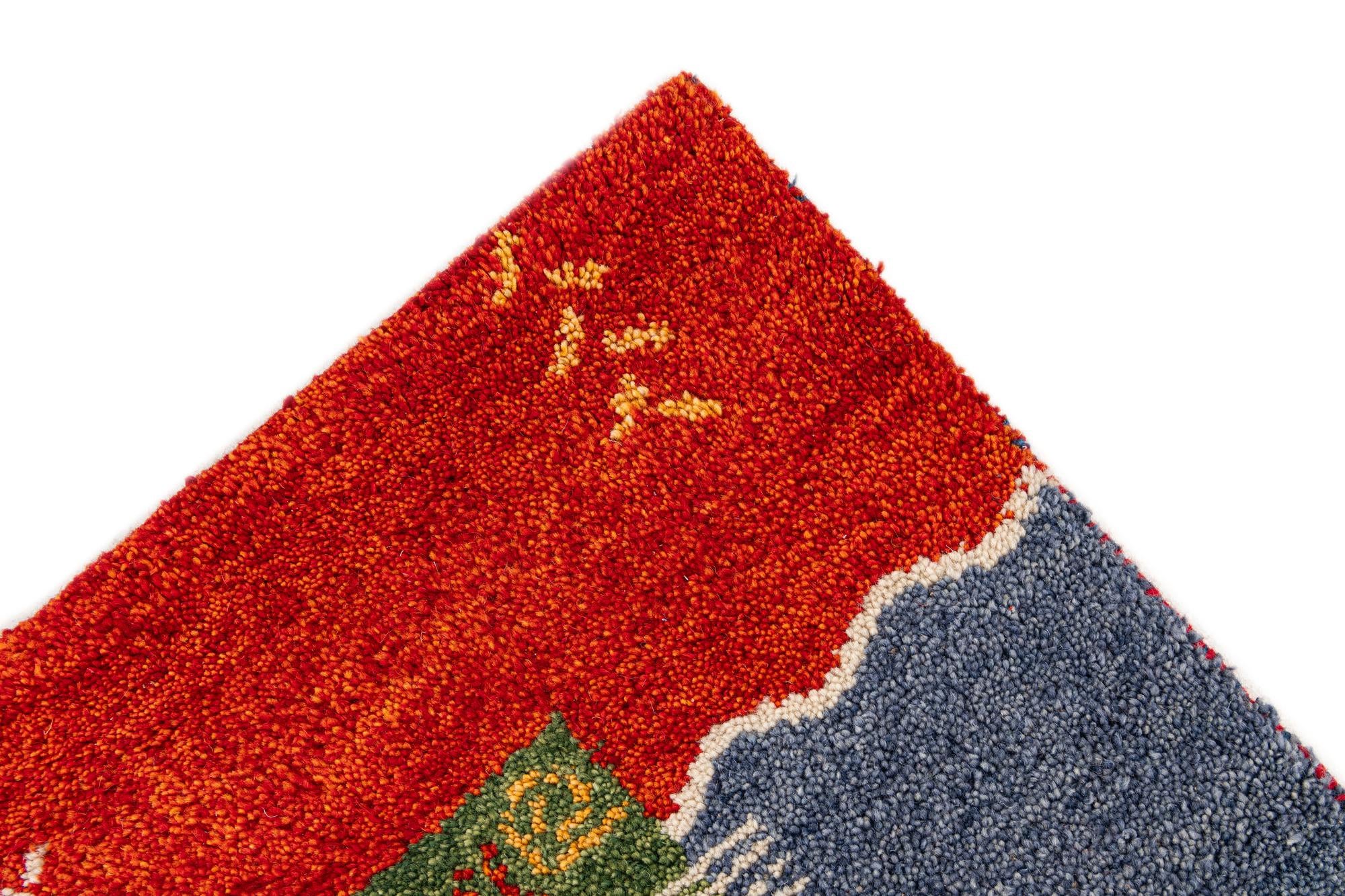 4' x 5' 10 Hand Knotted Gabbeh Wool Rug