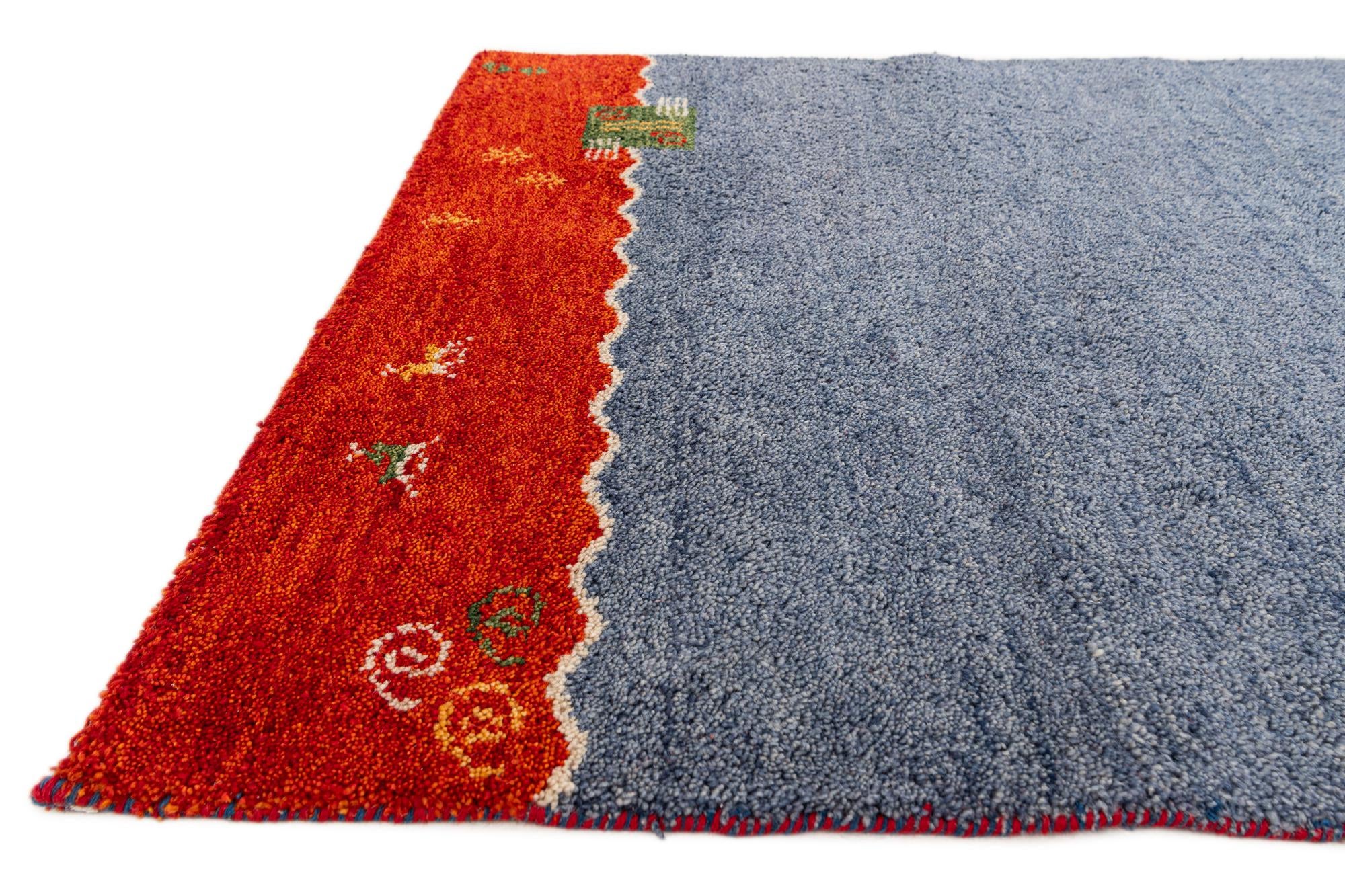 4' x 5' 10 Hand Knotted Gabbeh Wool Rug