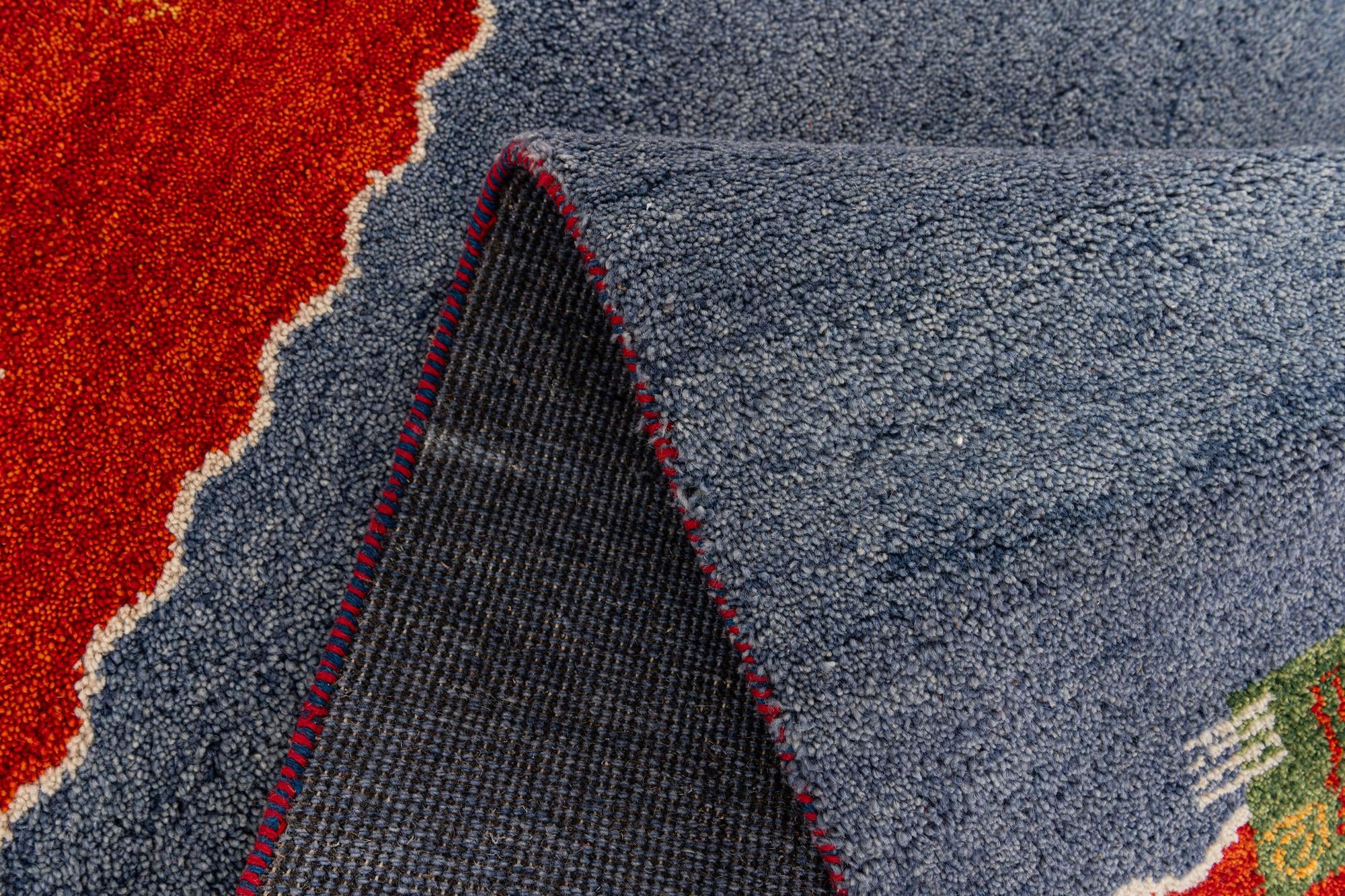 4' x 5' 10 Hand Knotted Gabbeh Wool Rug