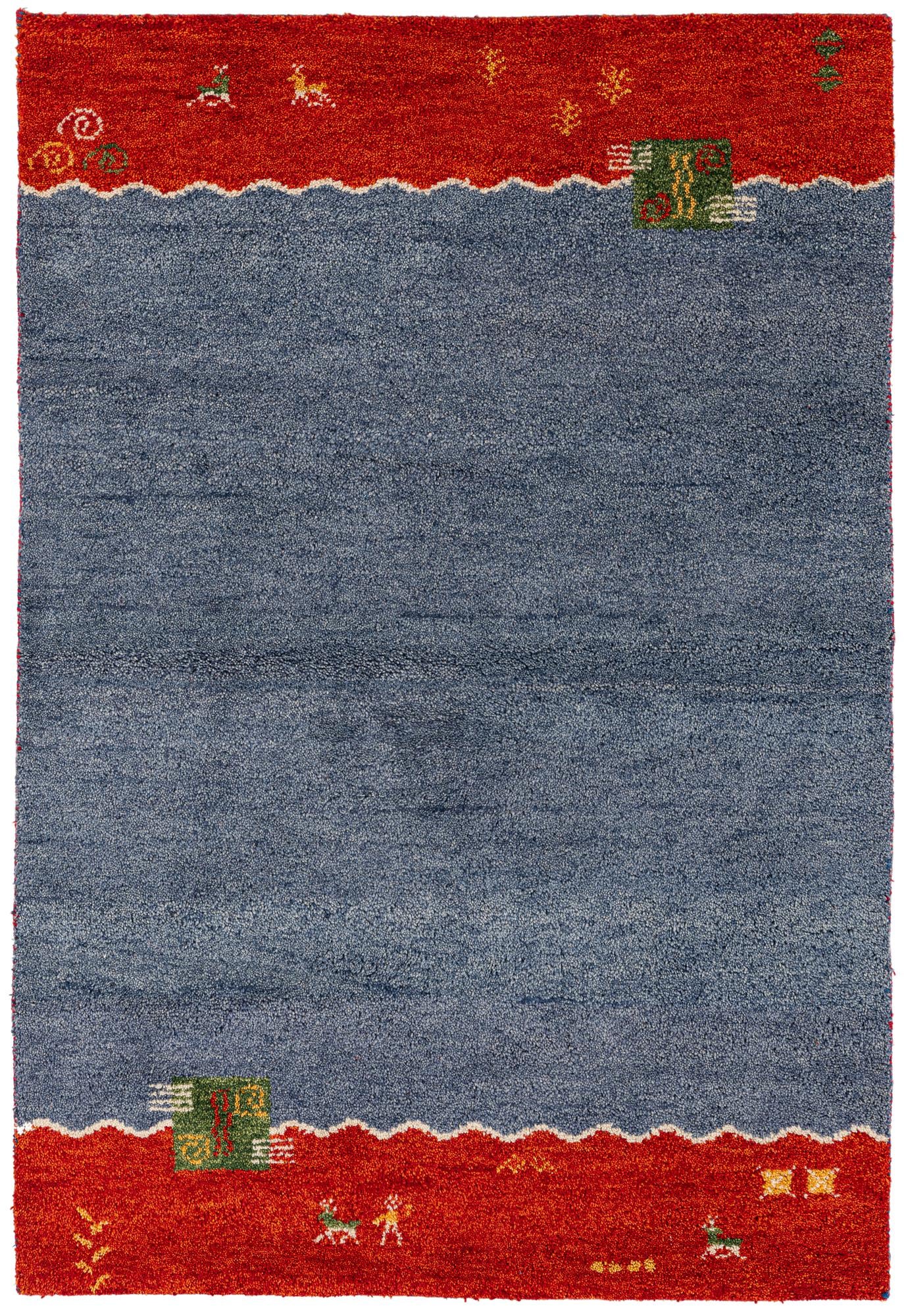 4' x 5' 10 Hand Knotted Gabbeh Wool Rug