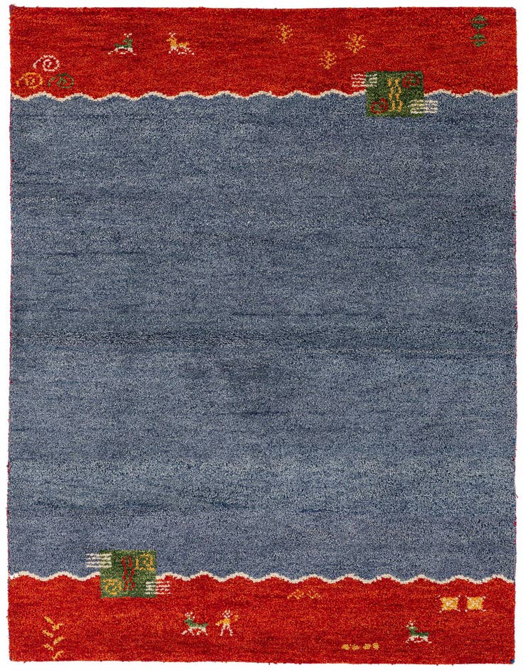 Detail image of 4' x 5' 10 Hand Knotted Gabbeh Wool Rug