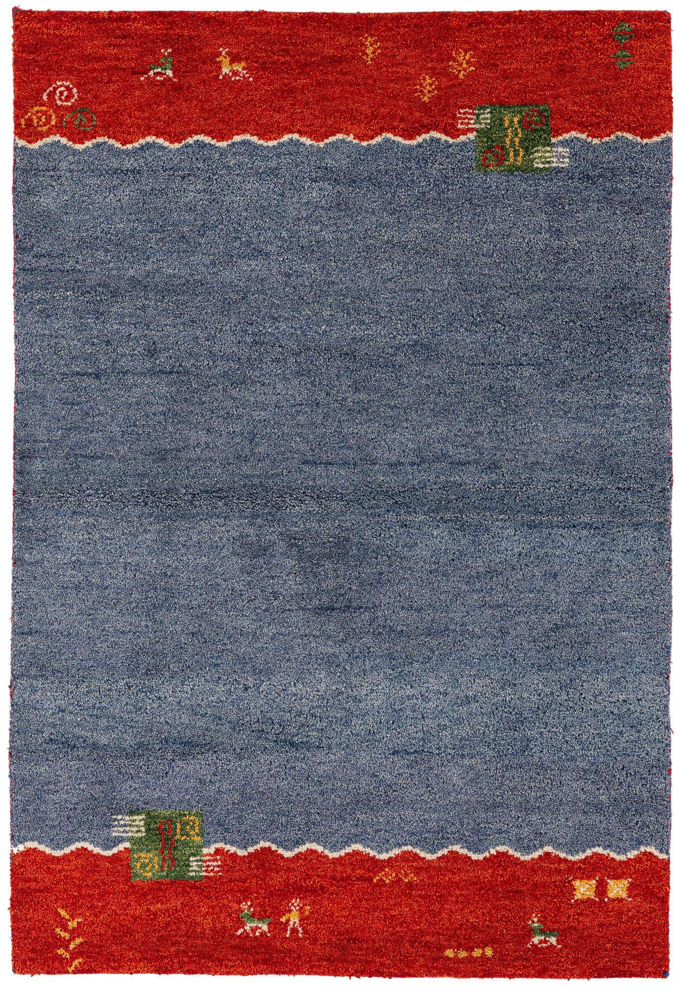 4' x 5' 10 Hand Knotted Gabbeh Wool Rug