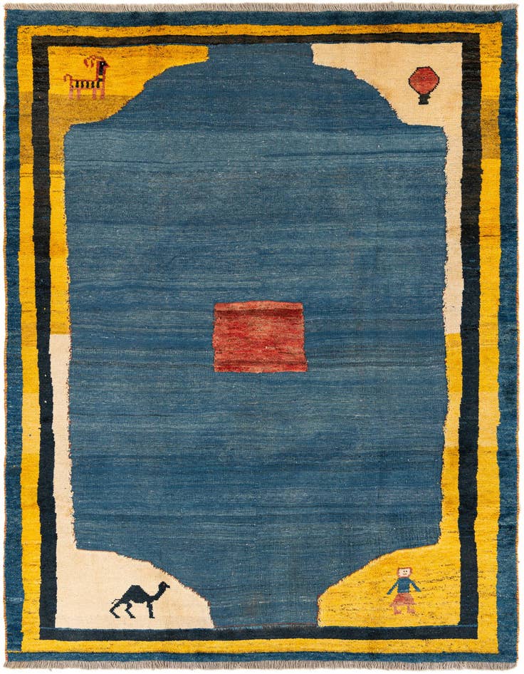 Detail image of 7' x 9' 6 Hand Knotted Gabbeh Persian Wool Rug