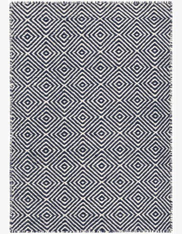 Navy Blue Hand Woven Geo Trellis Flatweave Rug