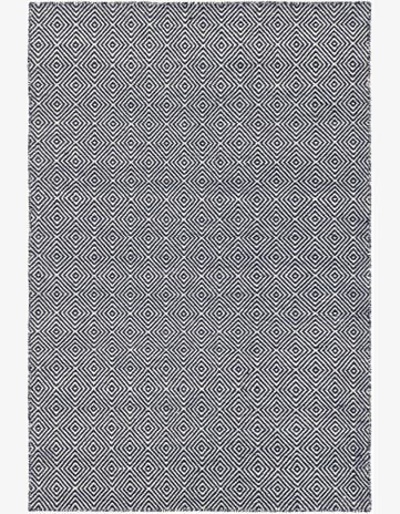 Navy Blue Hand Woven Geo Trellis Flatweave Rug