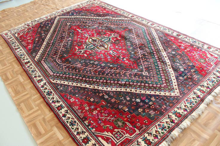 Detail image of 6' 11 x 10' 6 Hand Knotted Ghashghaei Persian Wool Rug