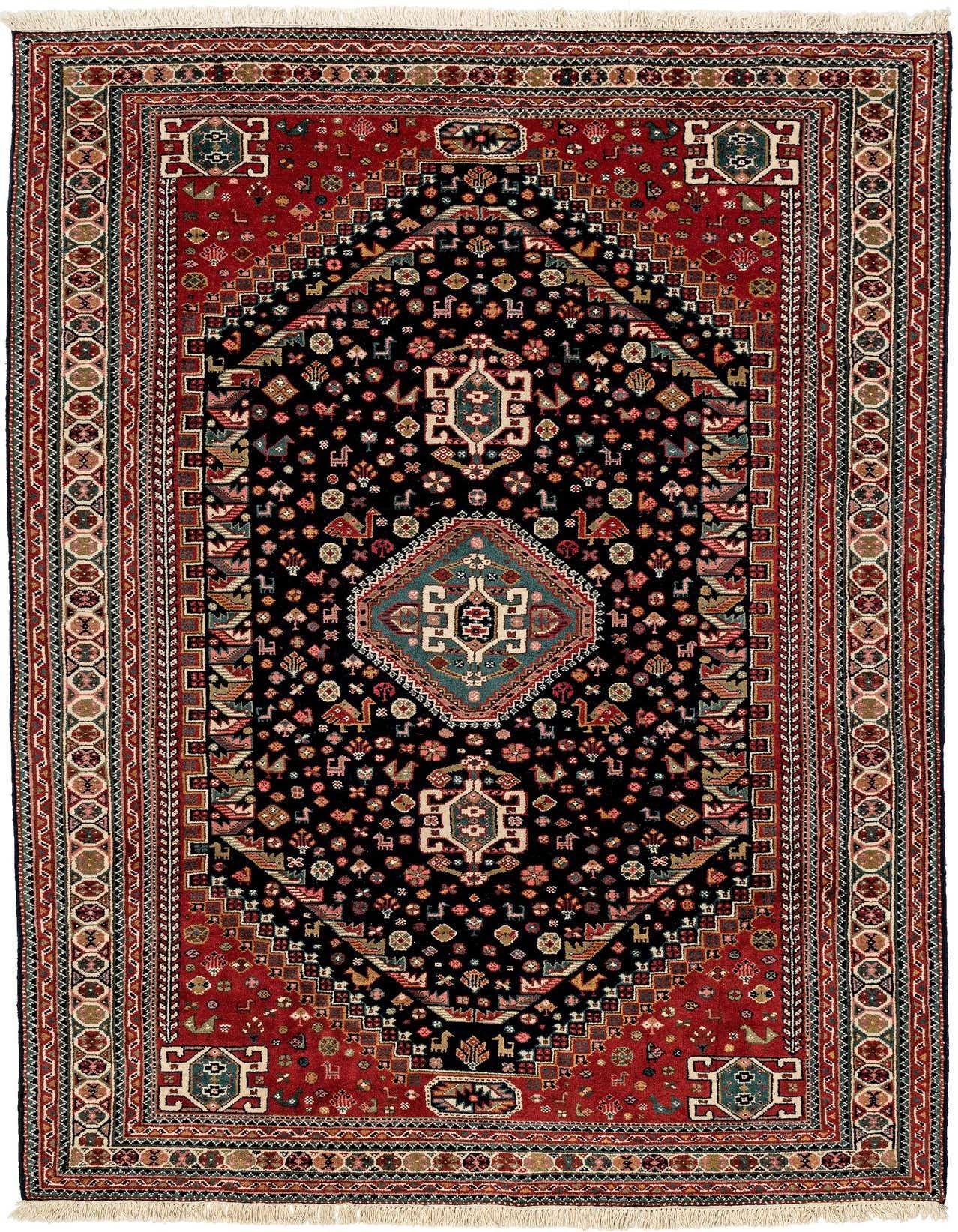 6' 4 x 9' 9 Hand Knotted Ghashghaei Wool Rug