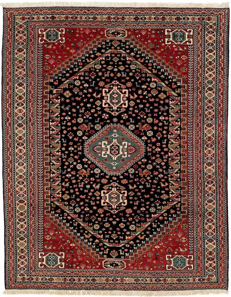 Detail image of 6' 4 x 9' 9 Hand Knotted Ghashghaei Wool Rug