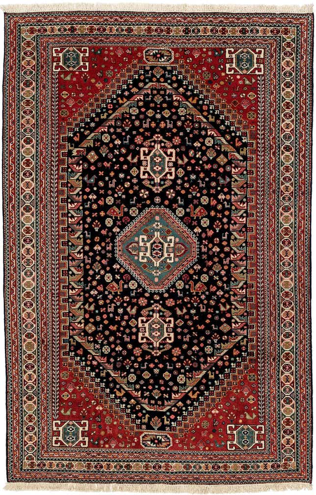 6' 4 x 9' 9 Hand Knotted Ghashghaei Wool Rug