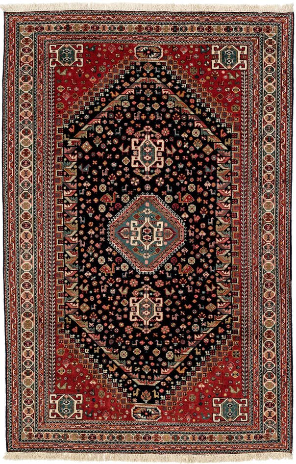 Detail image of 6' 4 x 9' 9 Hand Knotted Ghashghaei Wool Rug