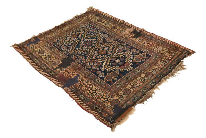 4' 4 x 5' 5 Hand Knotted Ghashghaei Persian Wool Rug