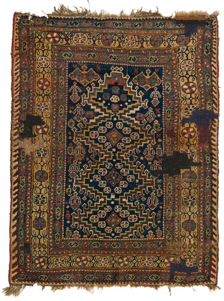 4' 4 x 5' 5 Hand Knotted Ghashghaei Persian Wool Rug