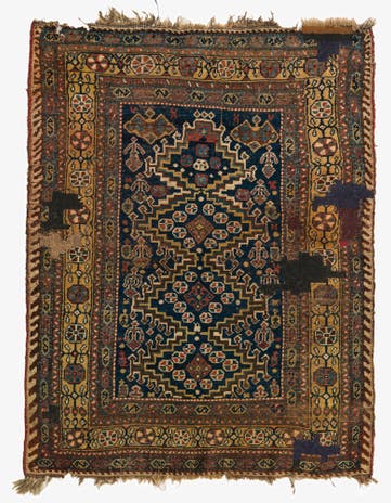 4' 4 x 5' 5 Hand Knotted Ghashghaei Persian Wool Rug