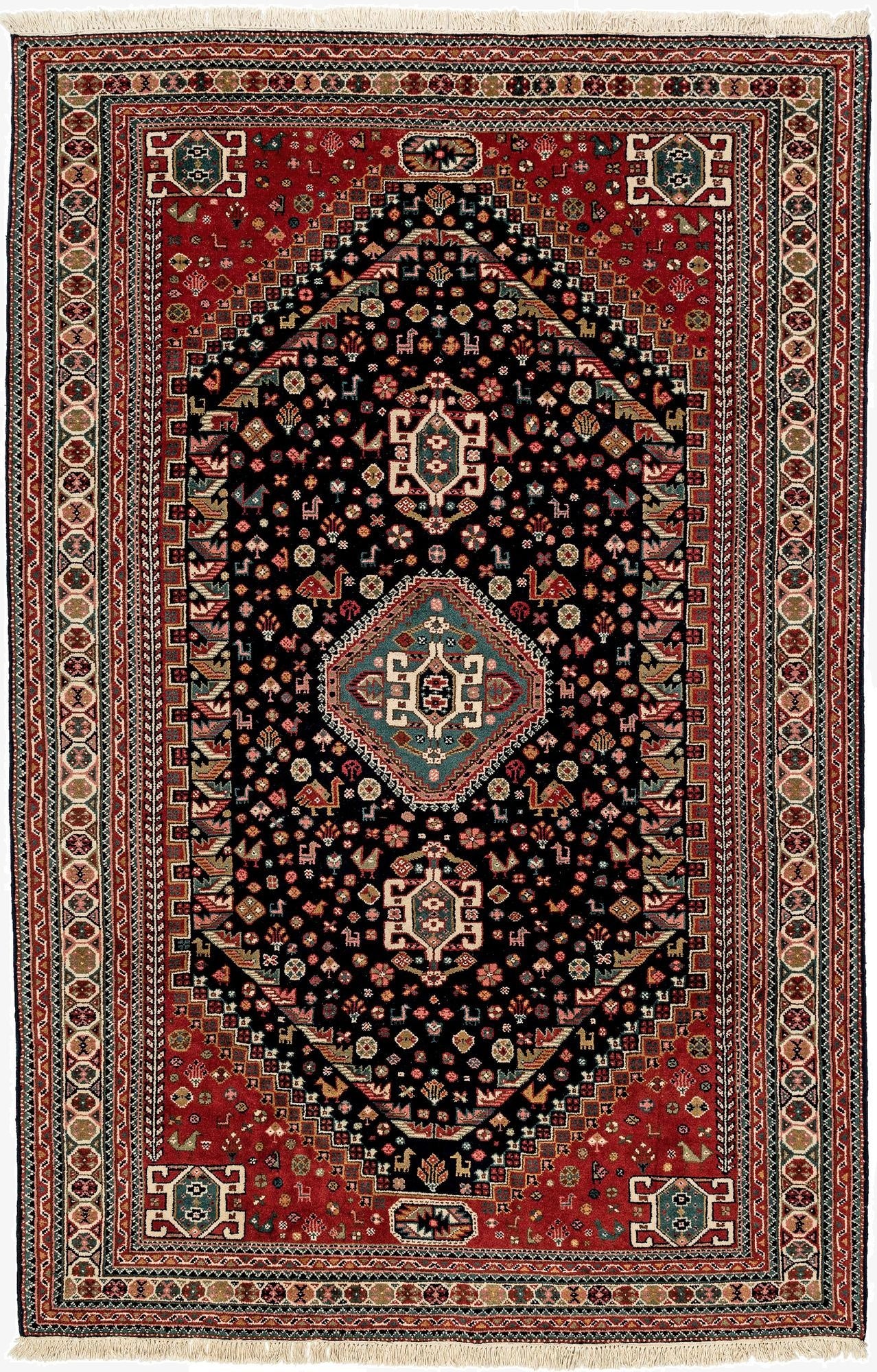 6' 4 x 9' 9  Hand Knotted Ghashghaei Wool Rug