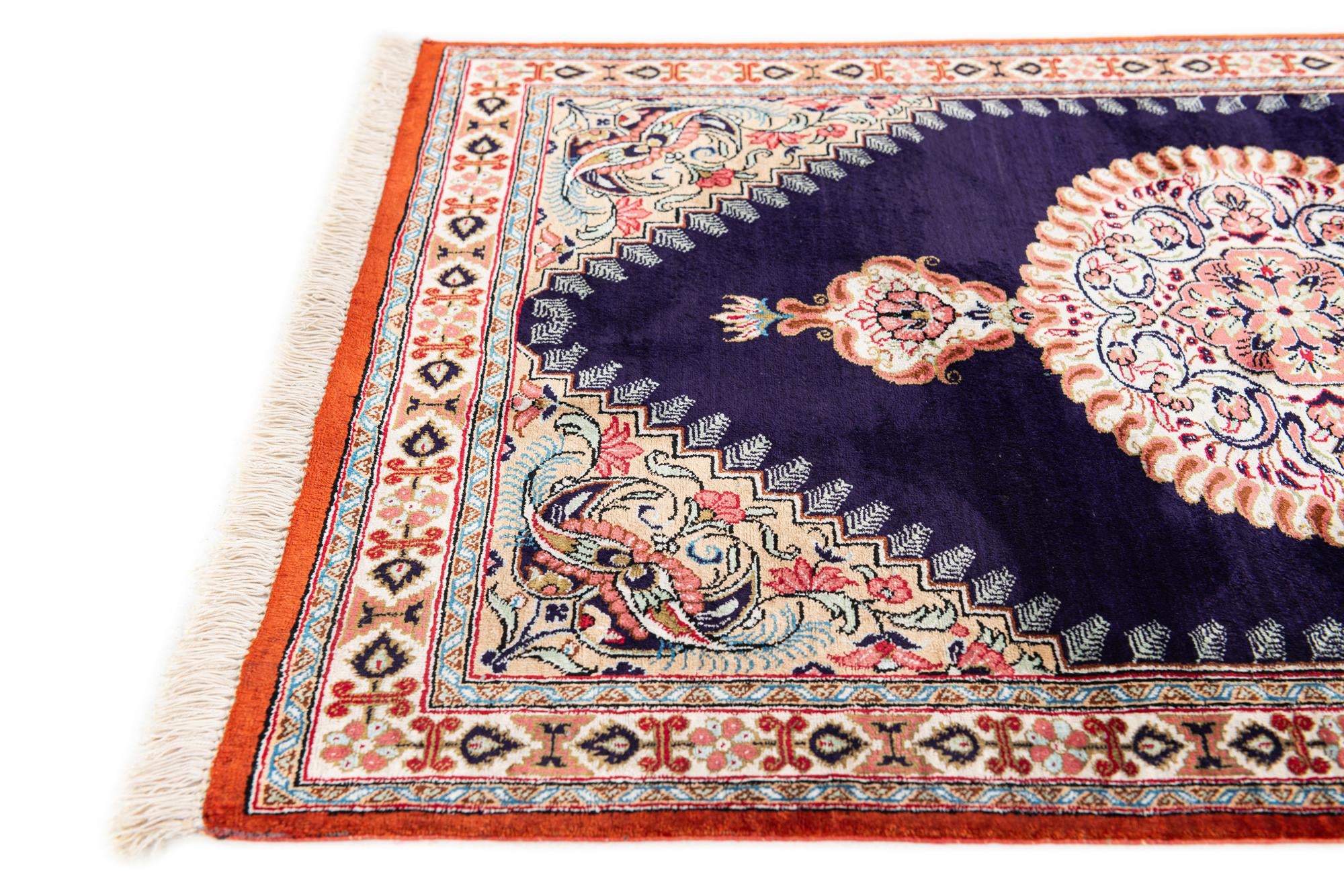 1' 10 x 2' 9 Hand Knotted Ghom Silk Persian Rug
