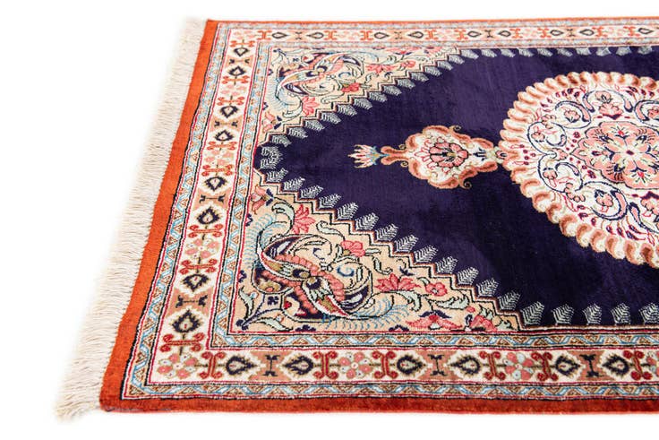 Detail image of 1' 10 x 2' 9 Hand Knotted Ghom Silk Persian Rug