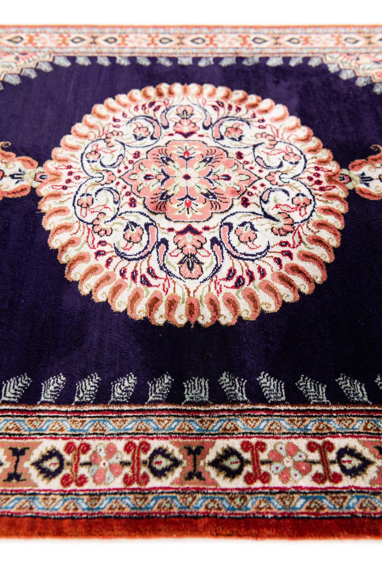 1' 10 x 2' 9 Hand Knotted Ghom Silk Persian Rug