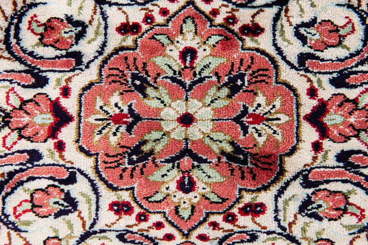 Detail image of 1' 10 x 2' 9 Hand Knotted Ghom Silk Persian Rug