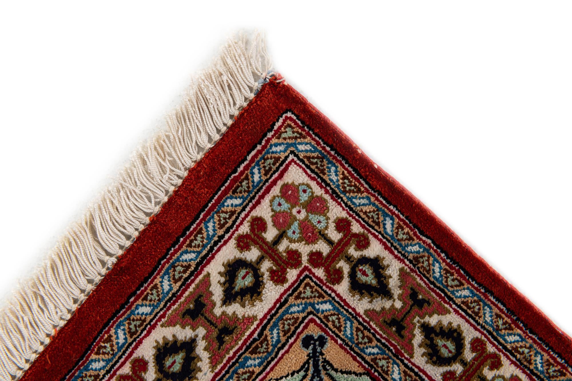 1' 10 x 2' 9 Hand Knotted Ghom Silk Persian Rug
