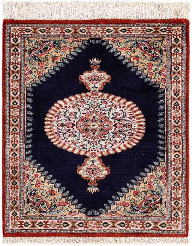 Detail image of 1' 10 x 2' 9 Hand Knotted Ghom Silk Persian Rug