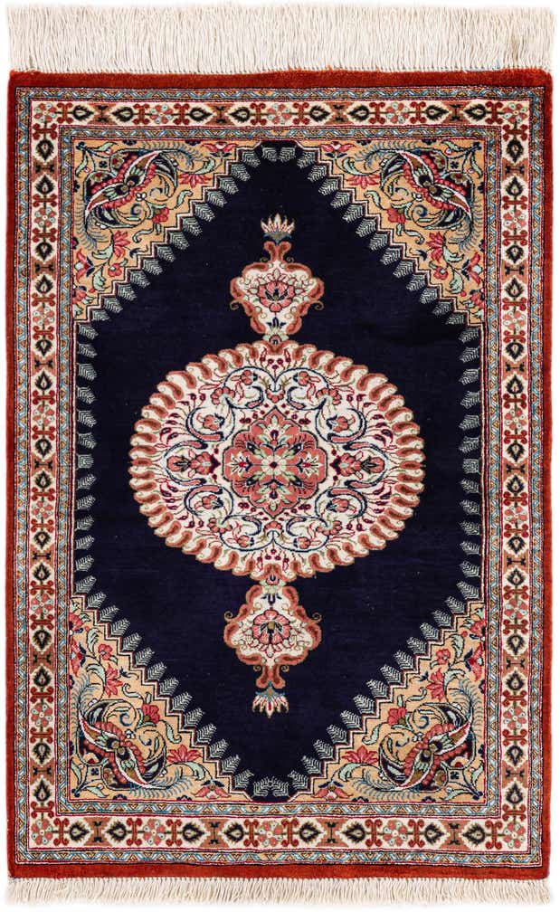 1' 10 x 2' 9 Hand Knotted Ghom Silk Persian Rug