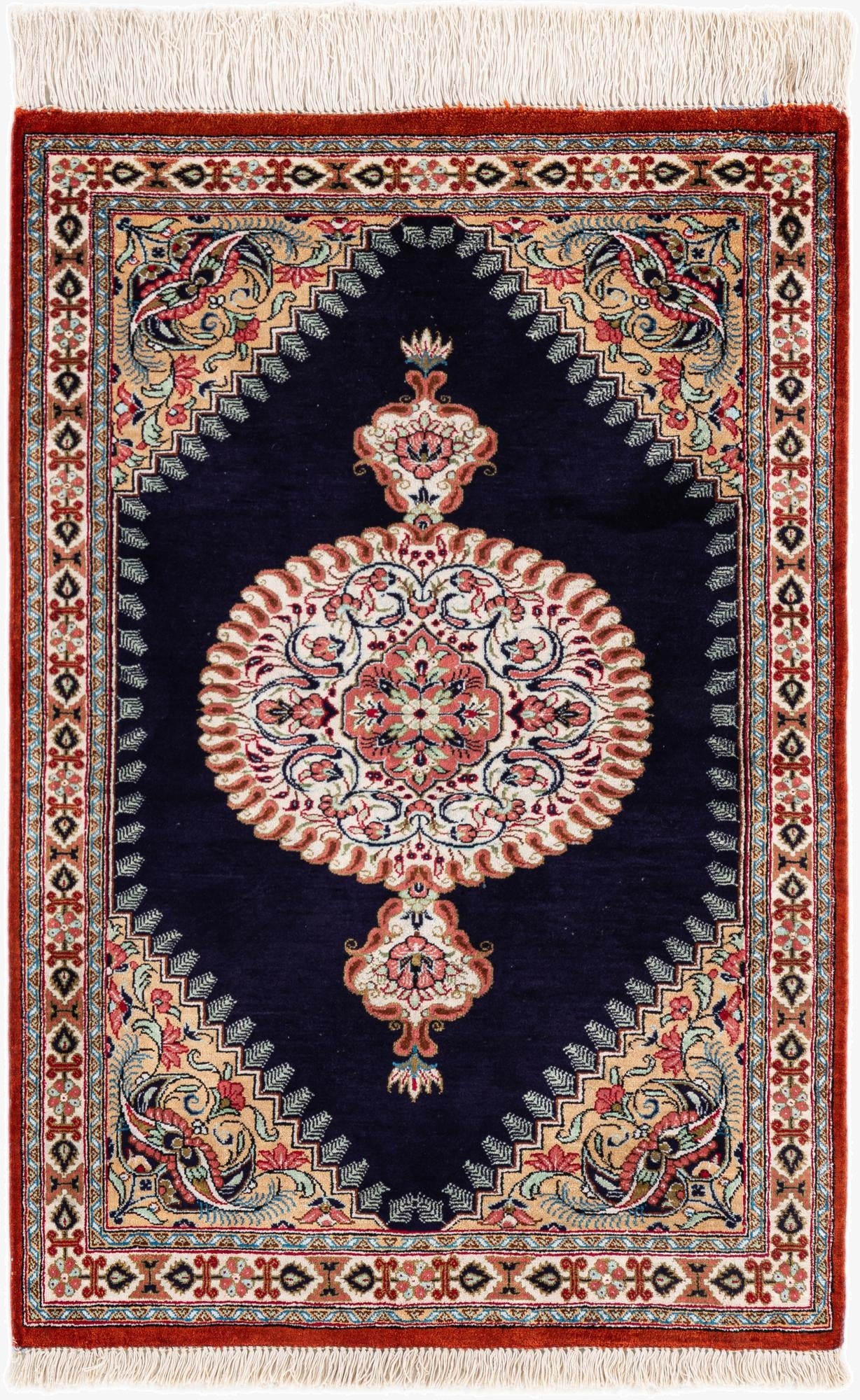 1' 10 x 2' 9  Hand Knotted Ghom Silk Persian Rug