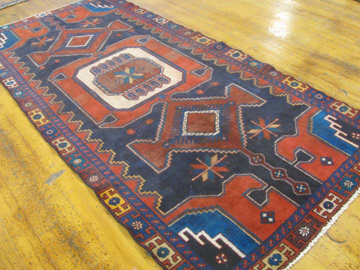 4' 3 x 9' 3 Hand Knotted Hamedan Persian Wool Rug