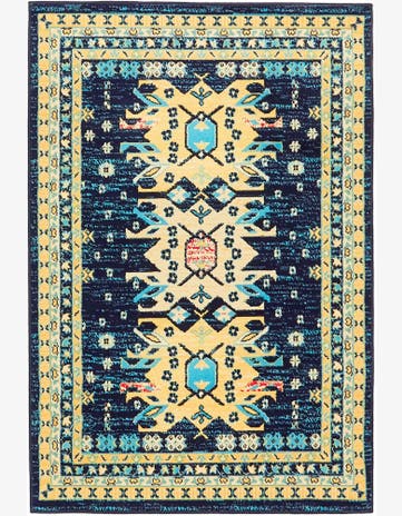 Navy Blue Heriz Design Rug