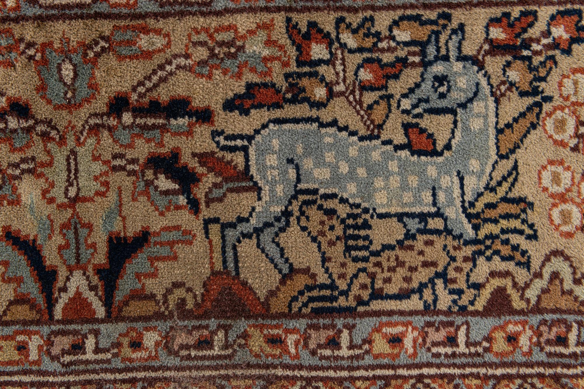 6' x 9' 2 Hand Knotted Isfahan Oriental Wool Rug