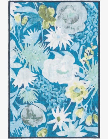 Navy Blue Easy-Clean Jill Zarin Caribbean Indoor / Outdoor Rug