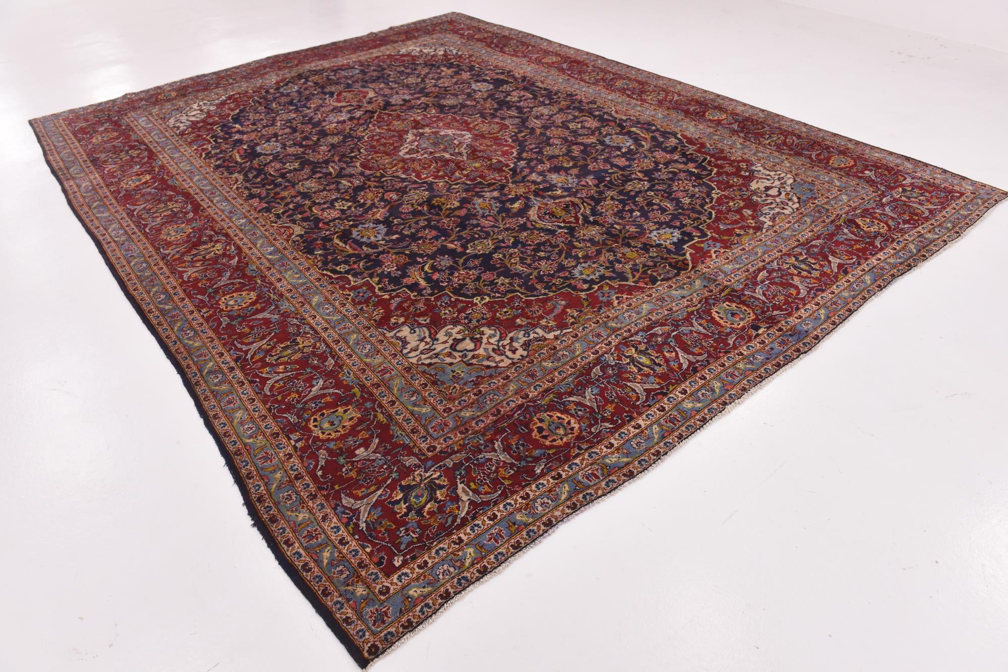 9' 10 x 12' 8 Hand Knotted Kashan Persian Wool Rug