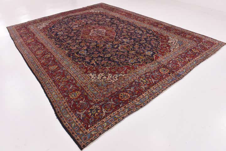 9' 10 x 12' 8 Hand Knotted Kashan Persian Wool Rug