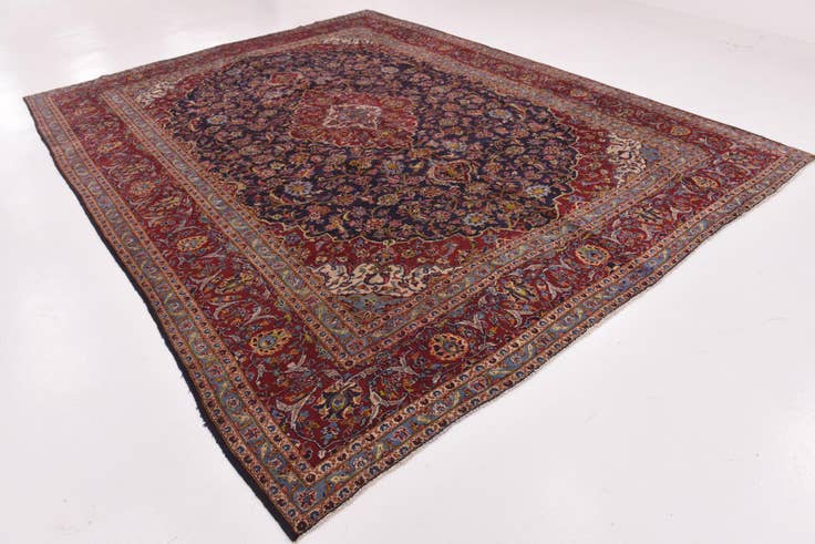 Detail image of 9' 10 x 12' 8 Hand Knotted Kashan Persian Wool Rug