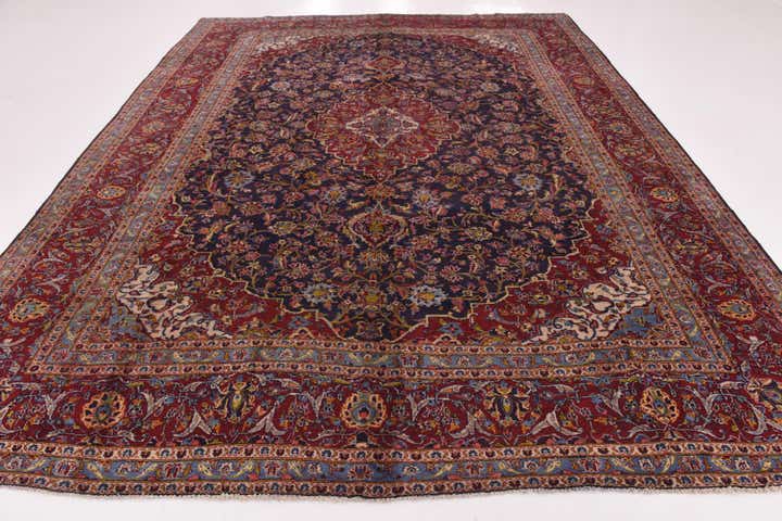 9' 10 x 12' 8 Hand Knotted Kashan Persian Wool Rug