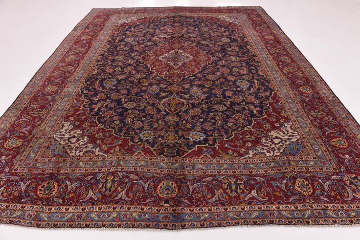 Detail image of 9' 10 x 12' 8 Hand Knotted Kashan Persian Wool Rug