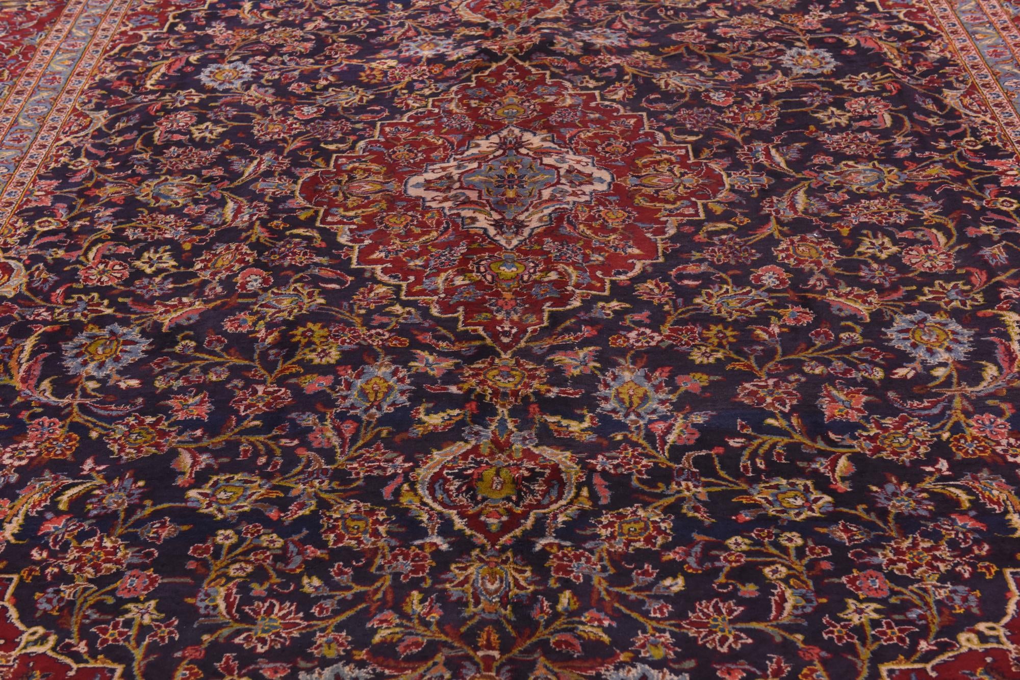9' 10 x 12' 8 Hand Knotted Kashan Persian Wool Rug