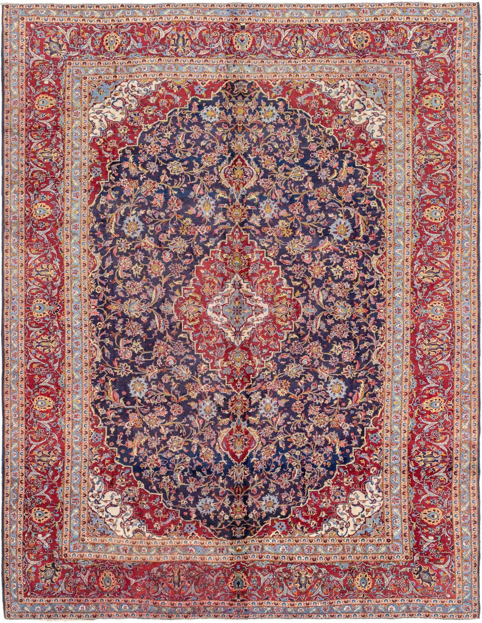 9' 10 x 12' 8 Hand Knotted Kashan Persian Wool Rug