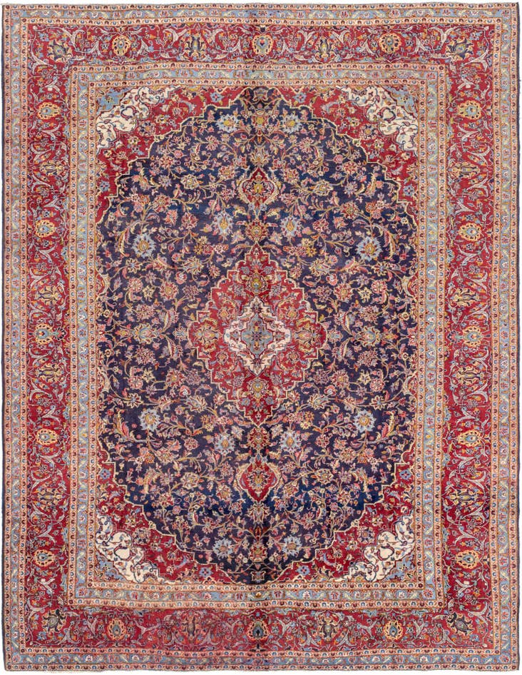 Detail image of 9' 10 x 12' 8 Hand Knotted Kashan Persian Wool Rug