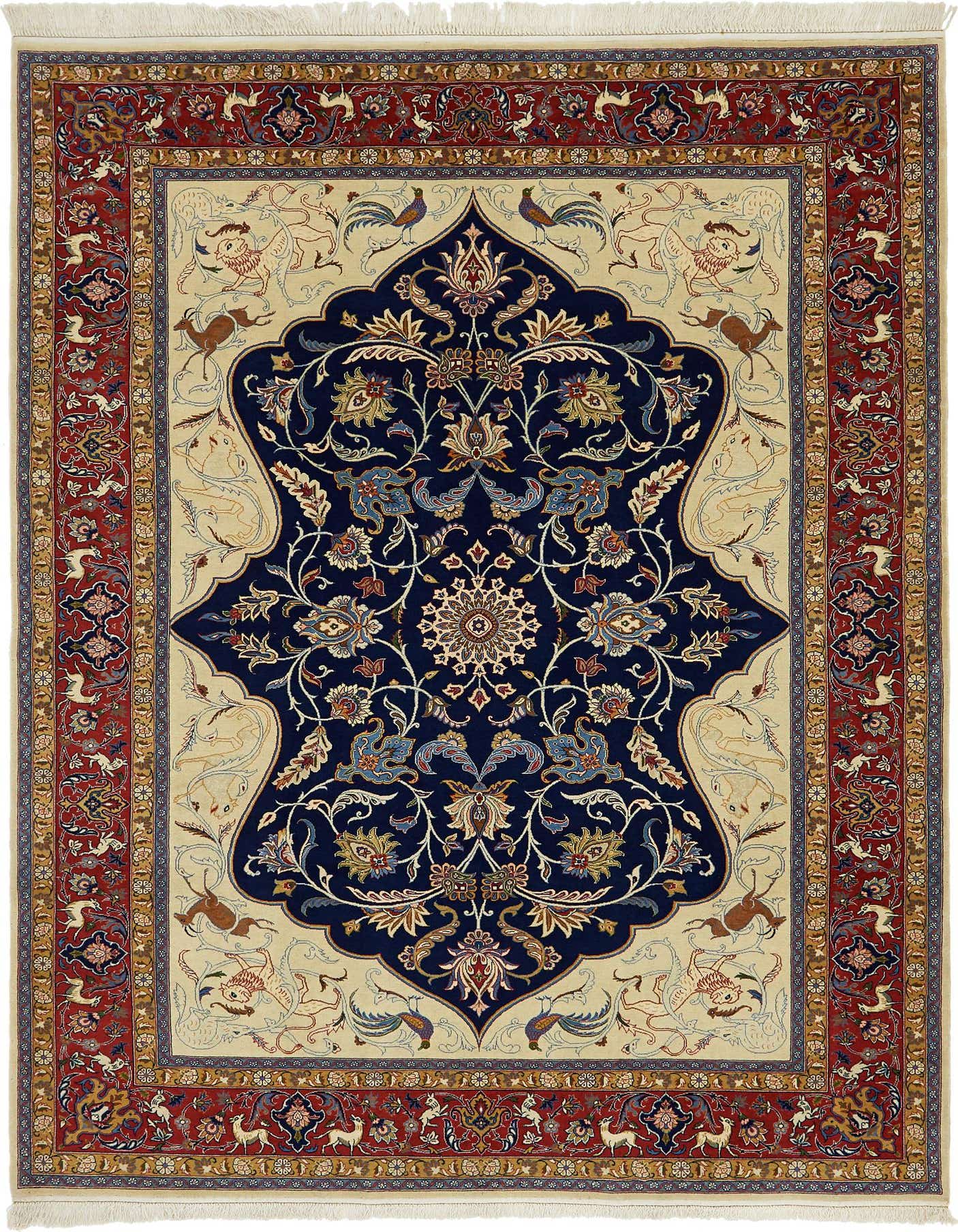 6' 10 x 9' 6 Hand Knotted Kashan Persian Rug