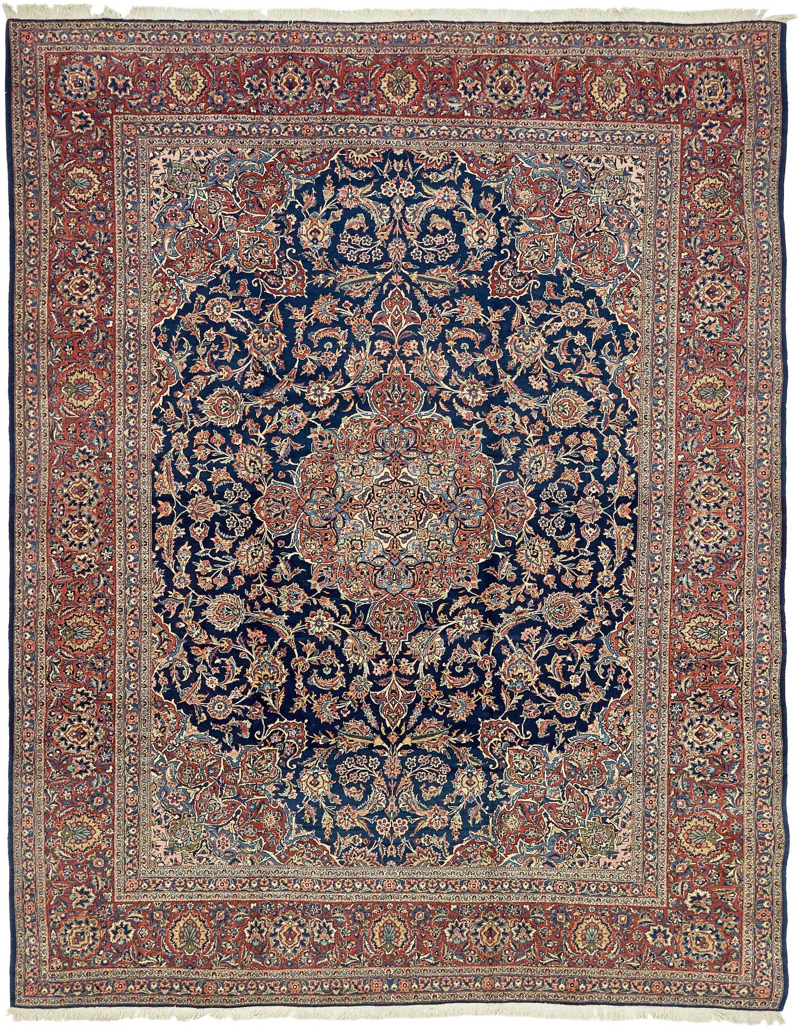 9' x 12' 1 Hand Knotted Kashan Persian Wool Rug