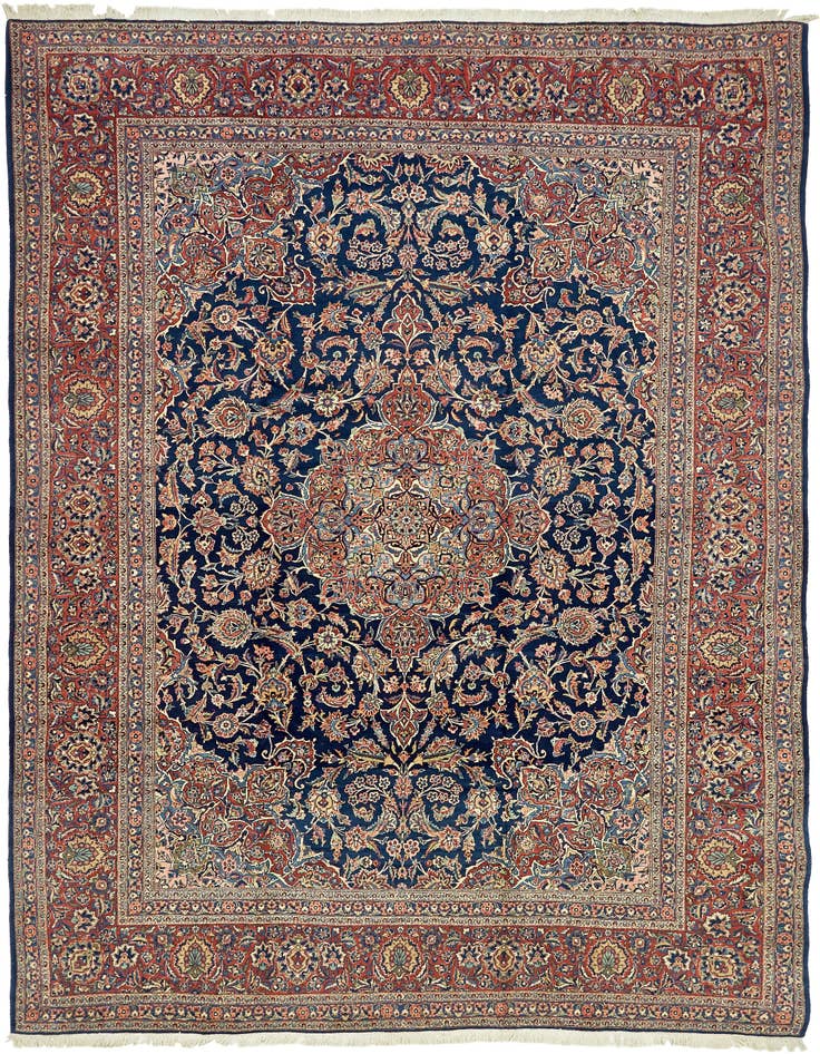 Detail image of 9' x 12' 1 Hand Knotted Kashan Persian Wool Rug