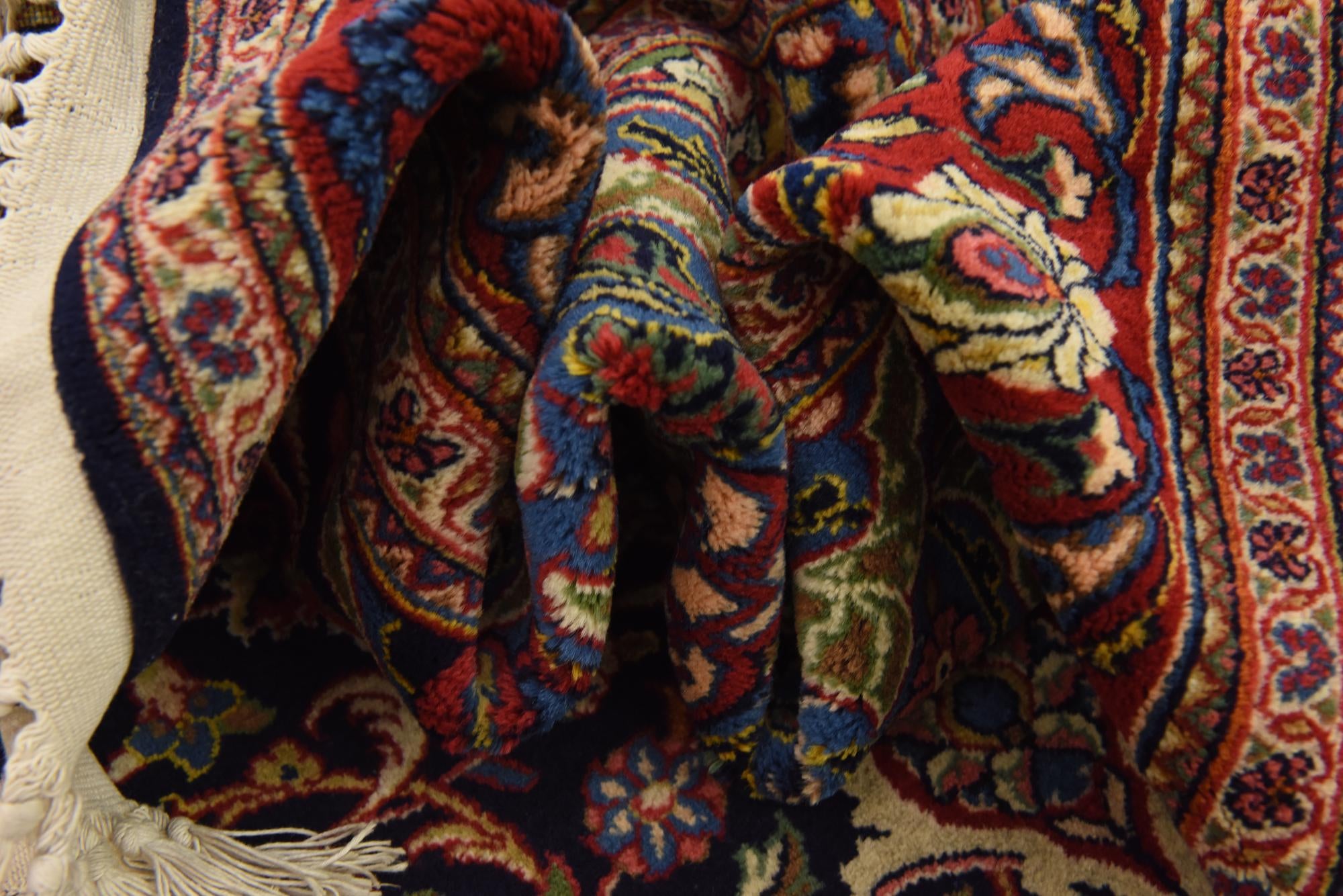 4' 4 x 7' 2 Hand Knotted Kashan Persian Wool Rug