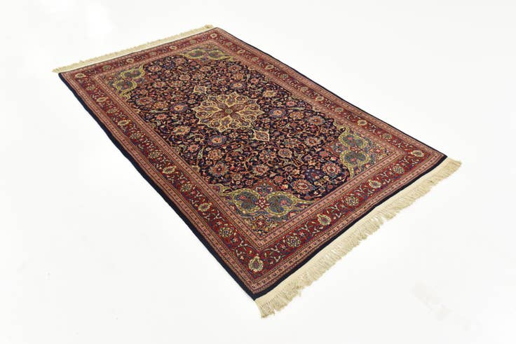 Detail image of 4' 4 x 7' 2 Hand Knotted Kashan Persian Wool Rug