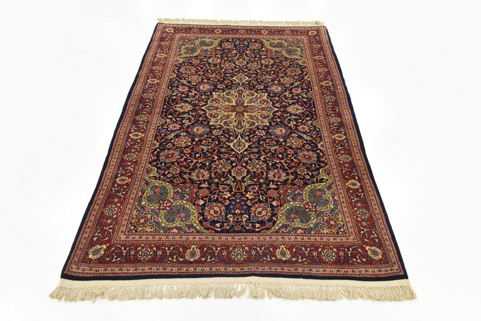 4' 4 x 7' 2 Hand Knotted Kashan Persian Wool Rug