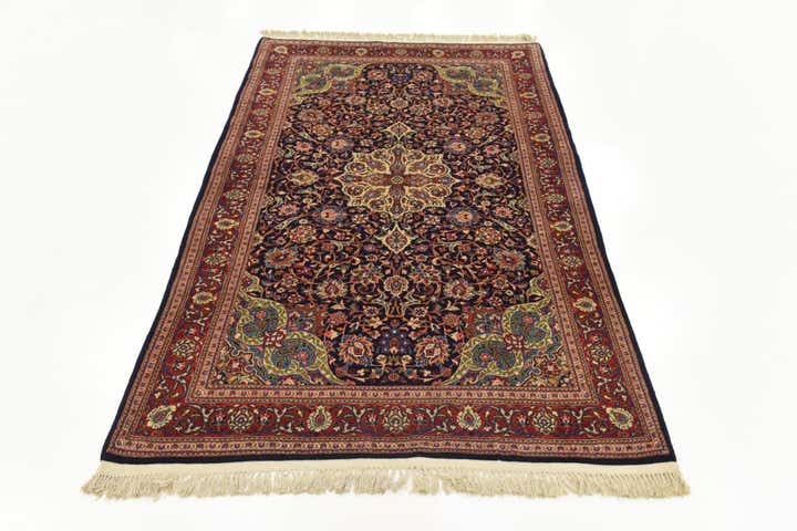 4' 4 x 7' 2 Hand Knotted Kashan Persian Wool Rug